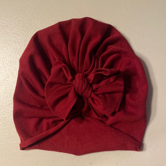 Lightweight burgundy head wrap with bow - Picture 1 of 2